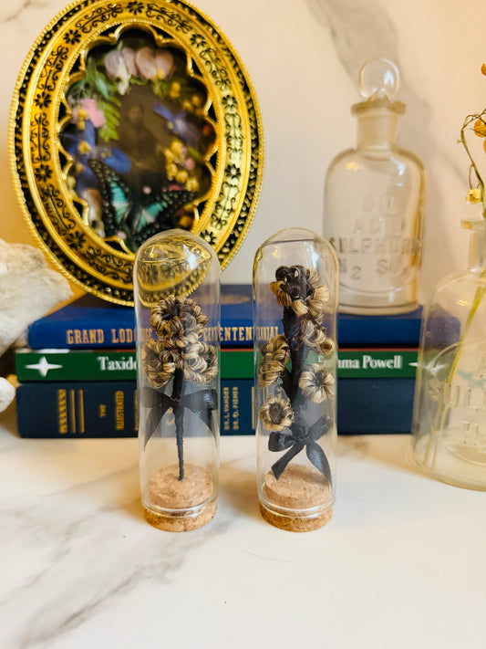 Victorian Mourning Inspired Hair Work Flowers; Real Human Hair