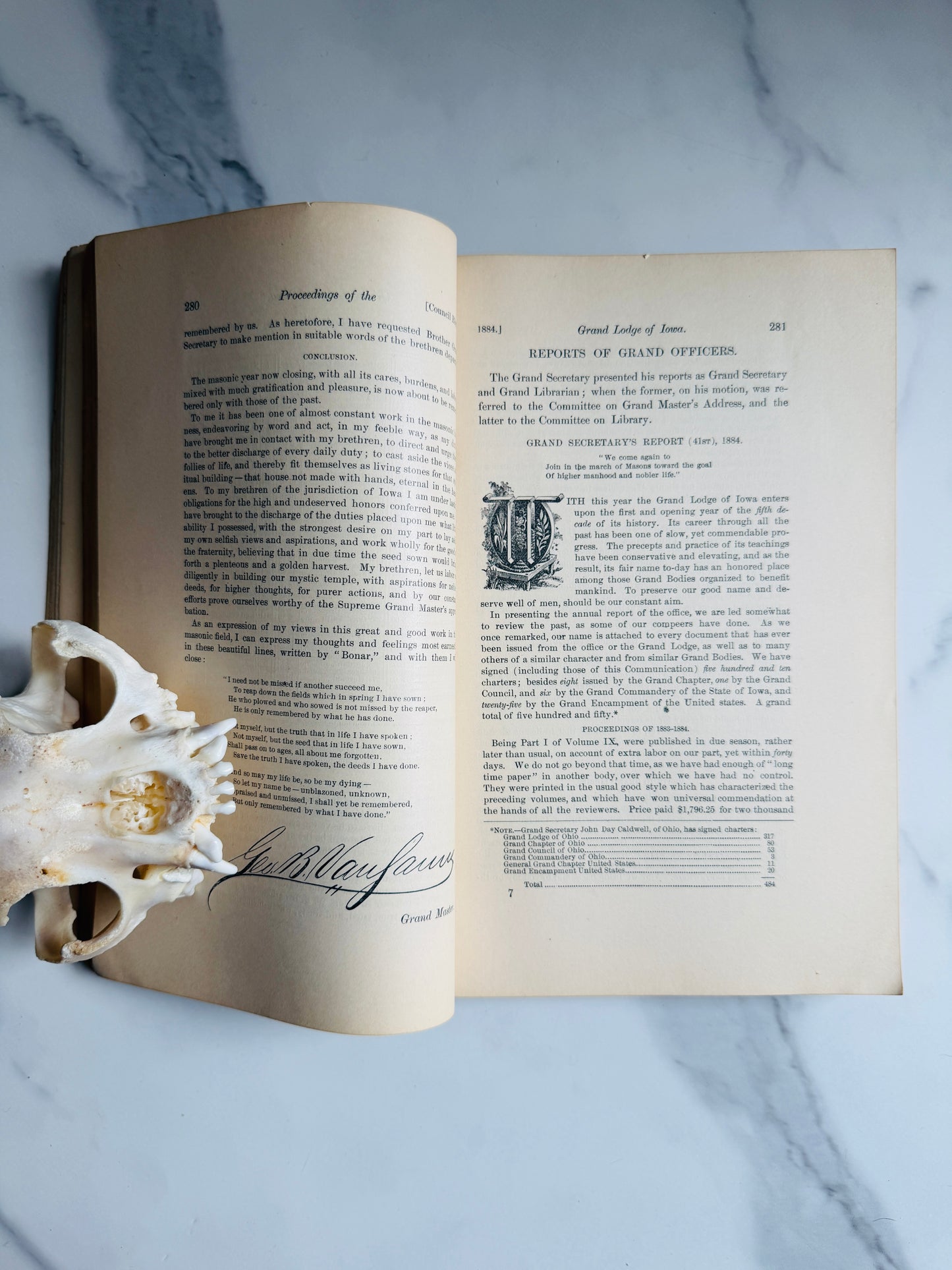 1884 Freemasonry Grand Lodge of Iowa Proceedings Annals Book; Antique Occult Text