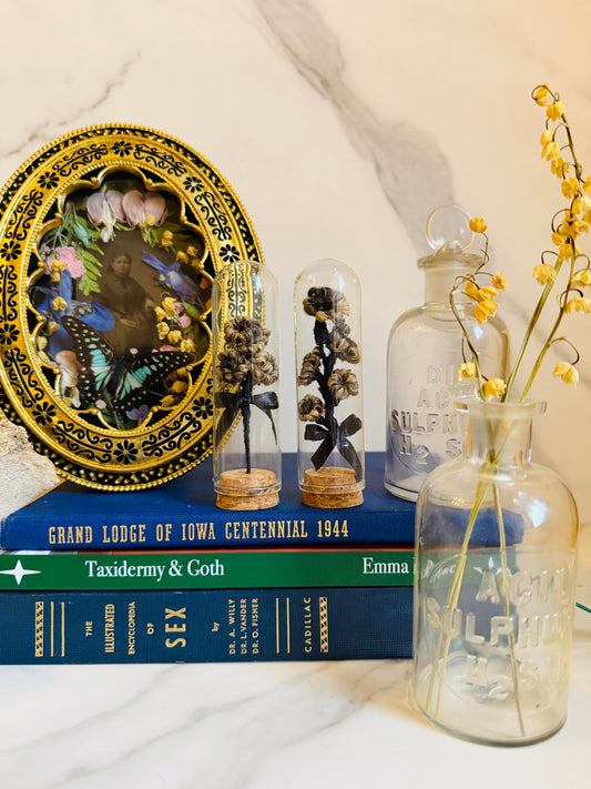 Victorian Mourning Inspired Hair Work Flowers; Real Human Hair