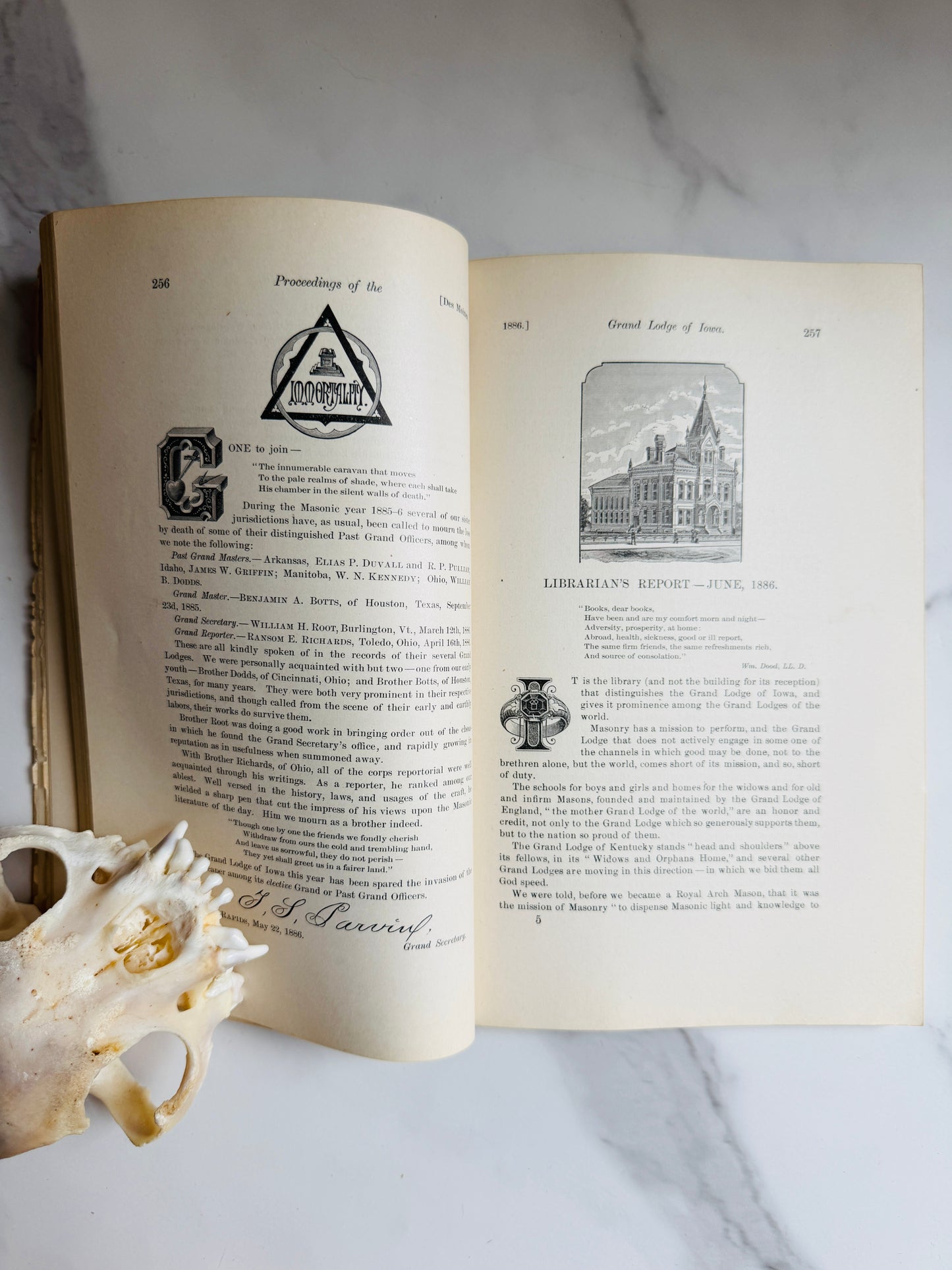 1886 Freemasonry Grand Lodge of Iowa Proceedings Annals Book; Antique Occult Text