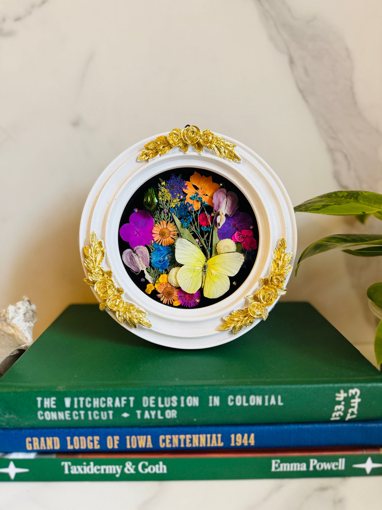 Neon Nocturne - Real Butterfly & Beetle Art; Real Dried Botanicals; Rainbow Rhinestones
