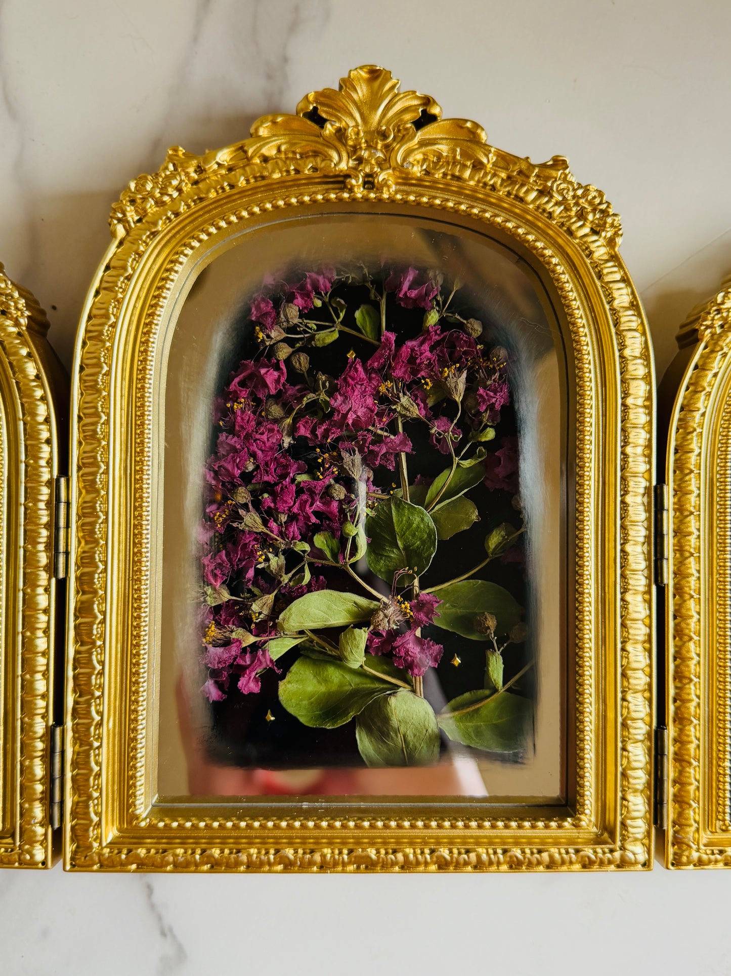 Apotheosis - Real Butterfly Art; Real Dried Flowers; Mirror